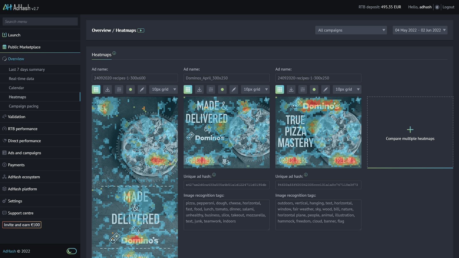 Novum built-in heatmaps